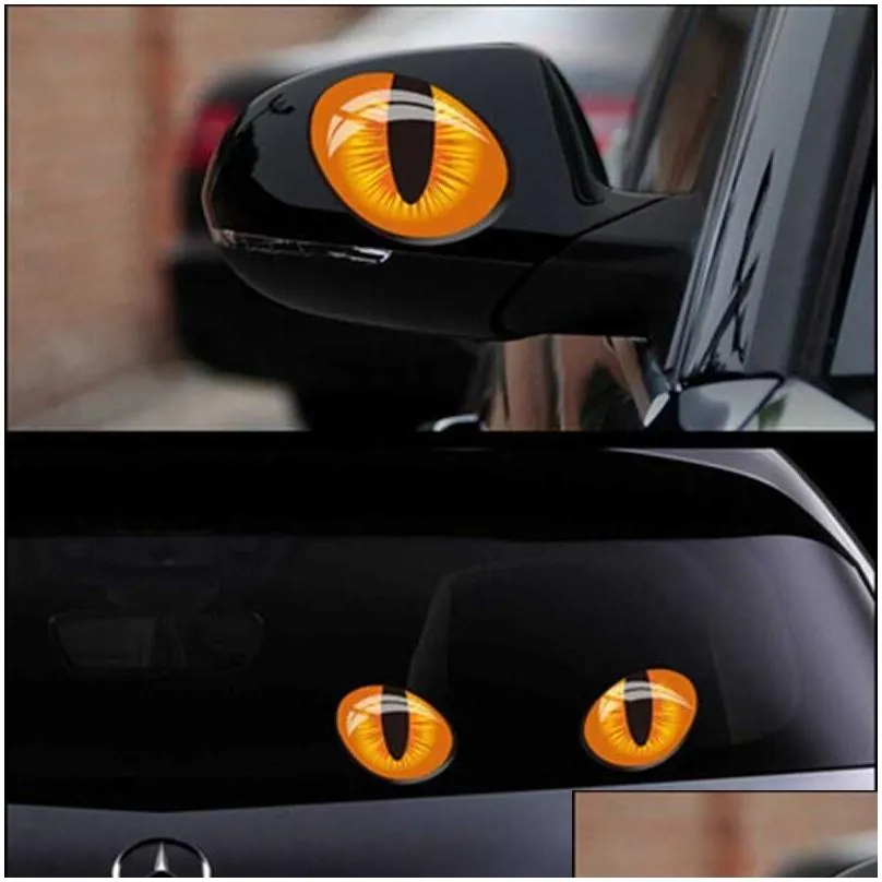 2 pcs/set auto rearview mirror cover window 3d stickers animal cat eyes style car engine hood vinyl decals car decoration