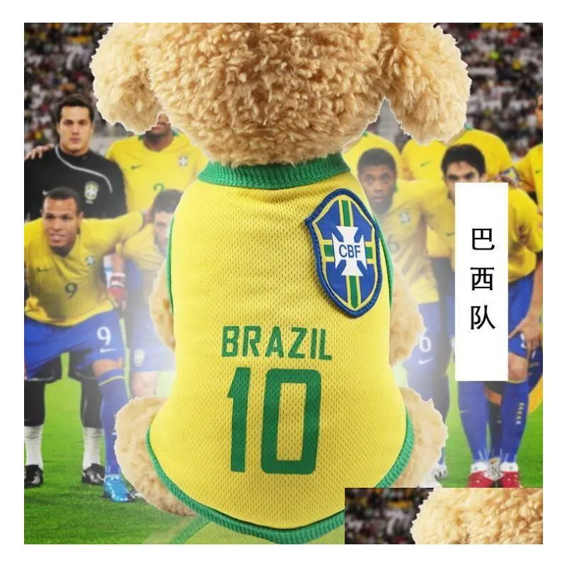 Dog Apparel Pet Clothing Mesh Vest Football World Cup Teddy Bichon VIP Small Sportswear