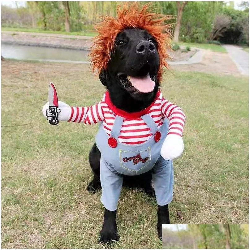 Cat Costumes Pet Dog Halloween Clothes Dogs Holding A Knife Costume Novelty Funny Party Christmas Cosplay Apparel Supplies