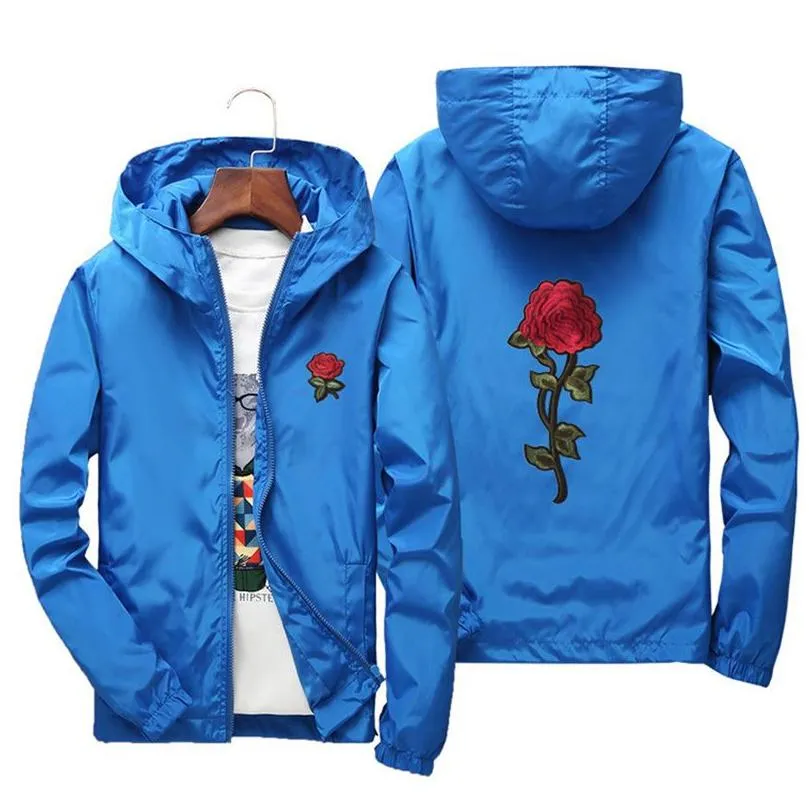 women basic jackets 2019 spring women hooded jacket coats embroidery rose causal men windbreaker lightweight bomber famale white