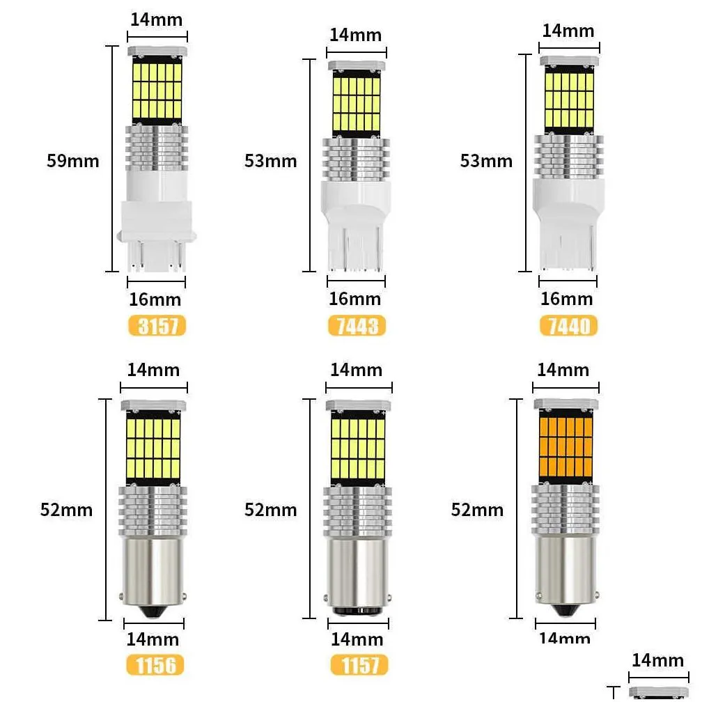  2x 1156 p21w ba15s bau15s py21w 1157 p21/5w 7440 7443 t25 3157 led bulbs 45pcs 4014smd 1200lm replace for car reversing light