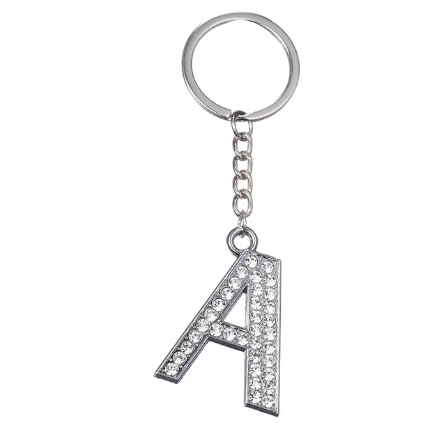 zrm fashion charm 26 english letters az alphabet keychains car bag crystal rhinestones alloy name keychains jewelry key chains