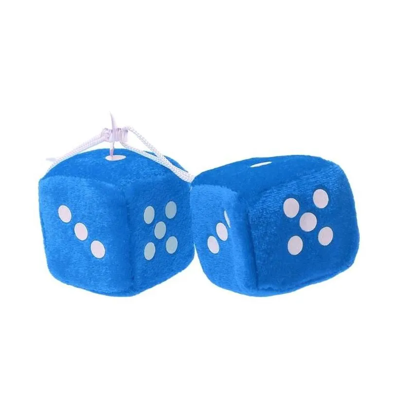 interior decorations 1 pair fuzzy dice dots rear view mirror hanger decoration car styling accessorie