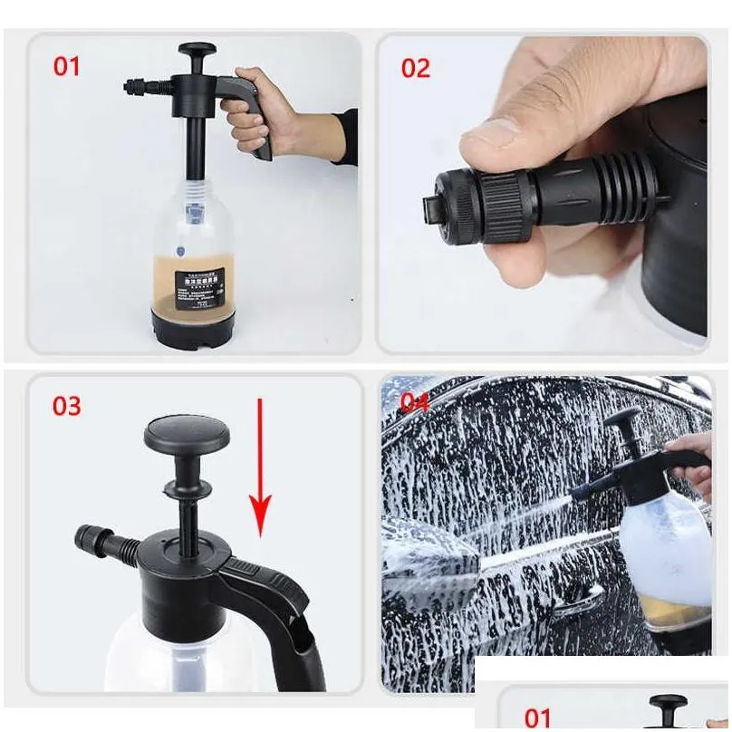  2l hand-held foam sprayer car wash foam watering can air pressure sprayer plastic disinfection water bottle car cleaning tools