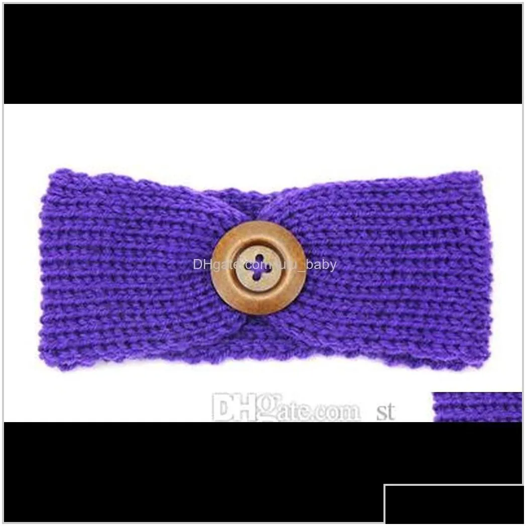 Handmade Baby Knitting Crochet Headband Fashion Boys Girls Headbands Ear Warmer With Button Children Hair Accessories E1Qrm Evwqx