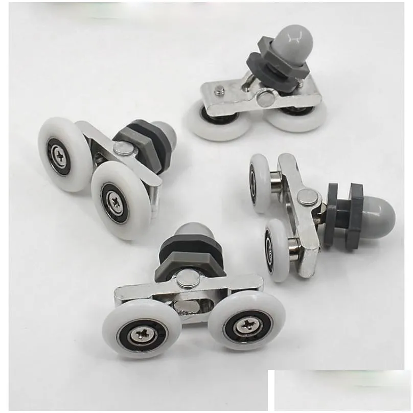 Other Door Hardware 4pcs Diameter 25mm Double Twin Shower Rollers Runners Pulley Aluminum Slide Wheels For Arc/Straight Glass