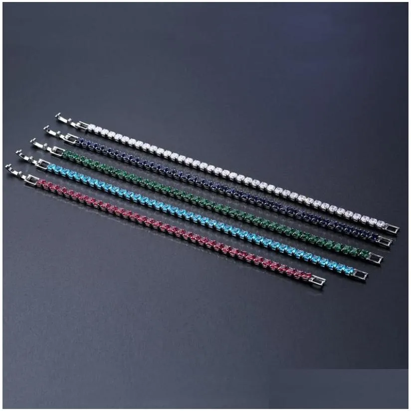tennis bracelets jewelry luxury 4mm cubic zirconia iced out chain crystal wedding for women men gold sier bracelet