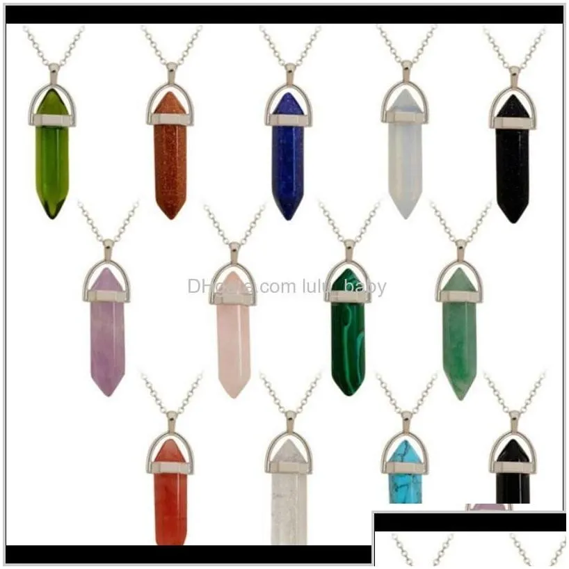 Mixed Different Styles Natural Stone Necklace Women Men Chakra Quartz Crystal Summer Jewelry With Chain Tffjo Necklaces 36Vdp