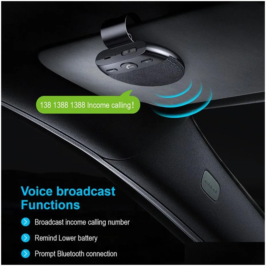 wireless blue-tooth car speaker hands kit hands- bluetooth multipoint speakerphone sun visor blue tooth car accessories