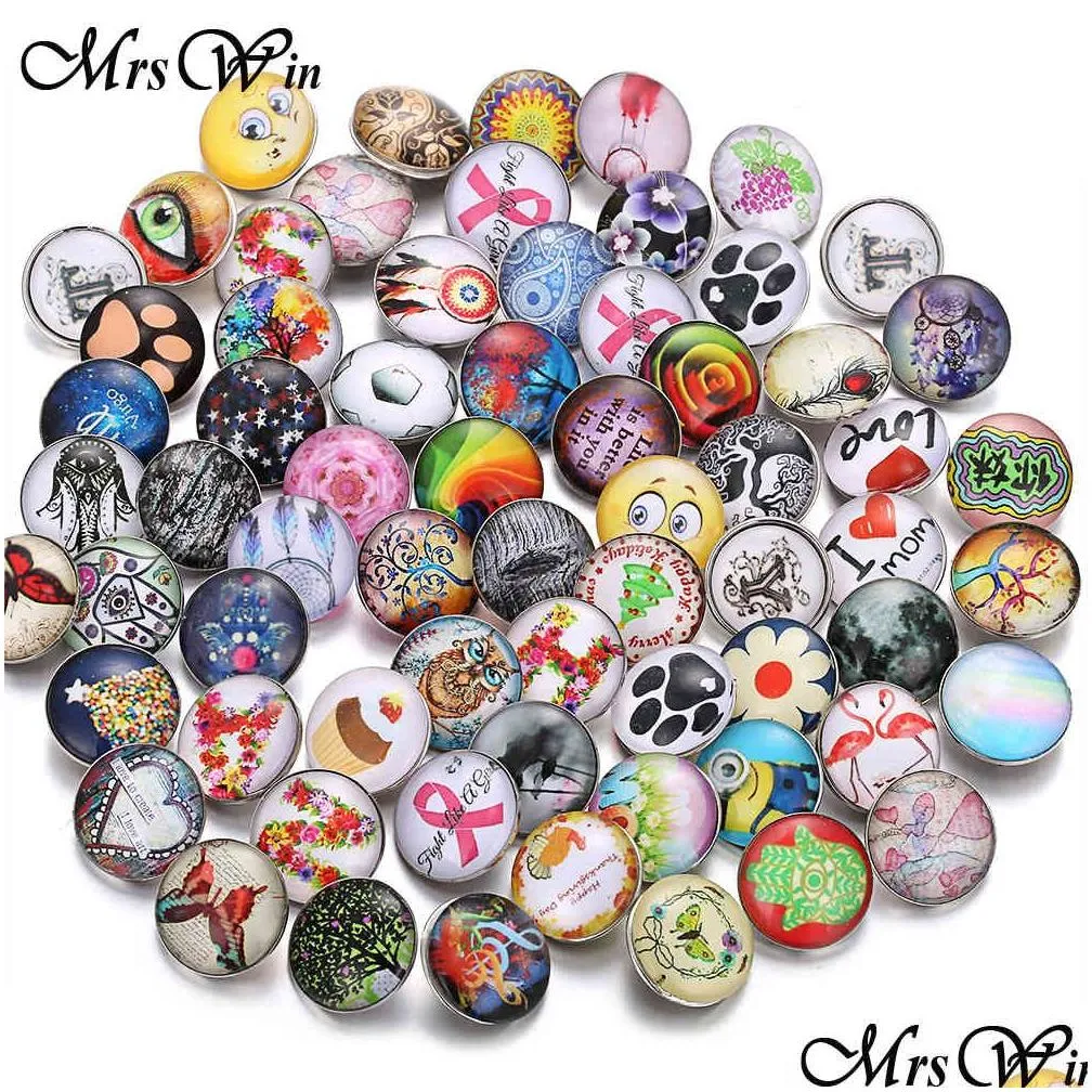 100pcs/lot wholesale 12mm 18mm snap button jewelry for snap bracelet mixed rhinestone metal charms diy buttons snap jewelry 210323