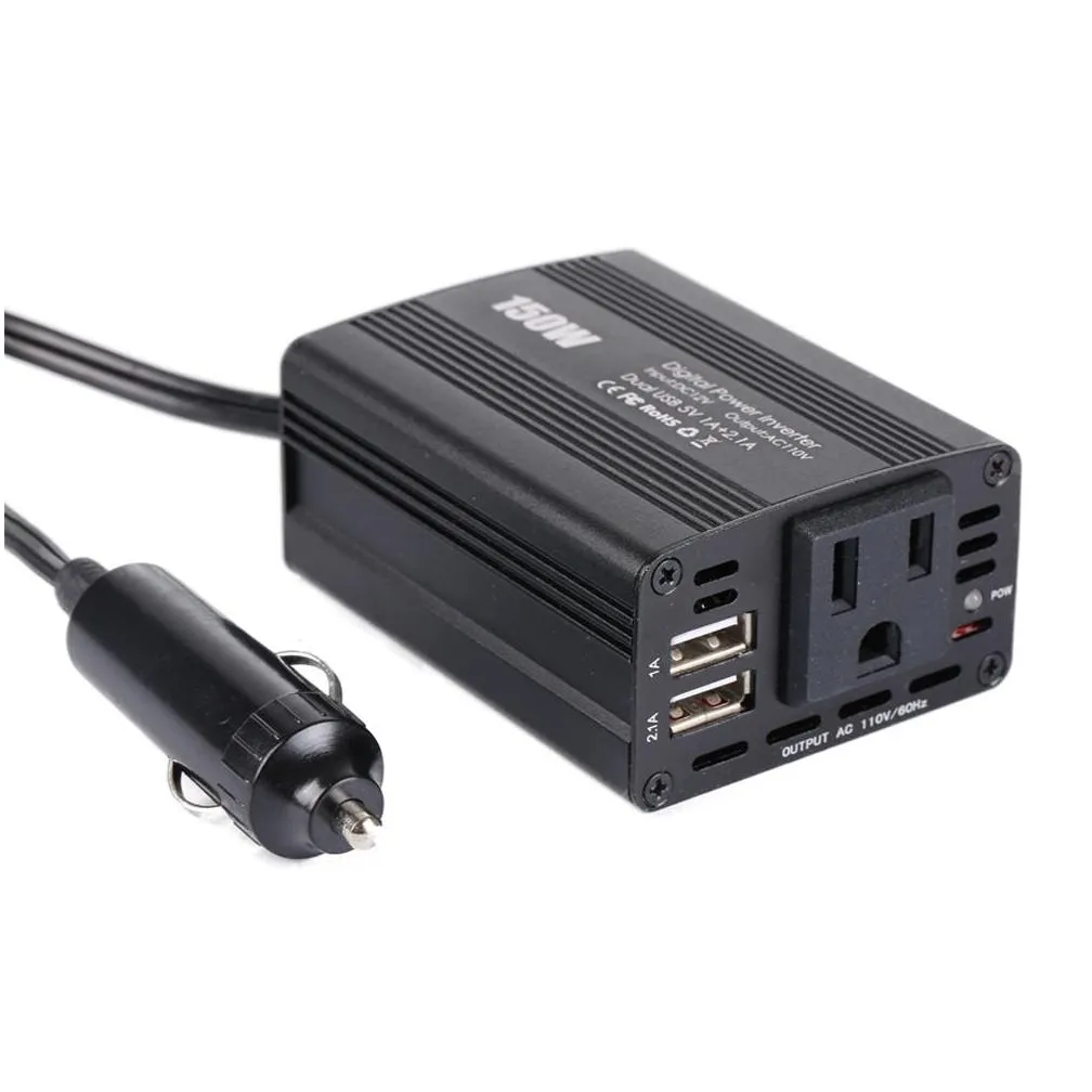 150w car chargers power inverter 12v dc to 110v ac converter with 3.1a dual usb car-