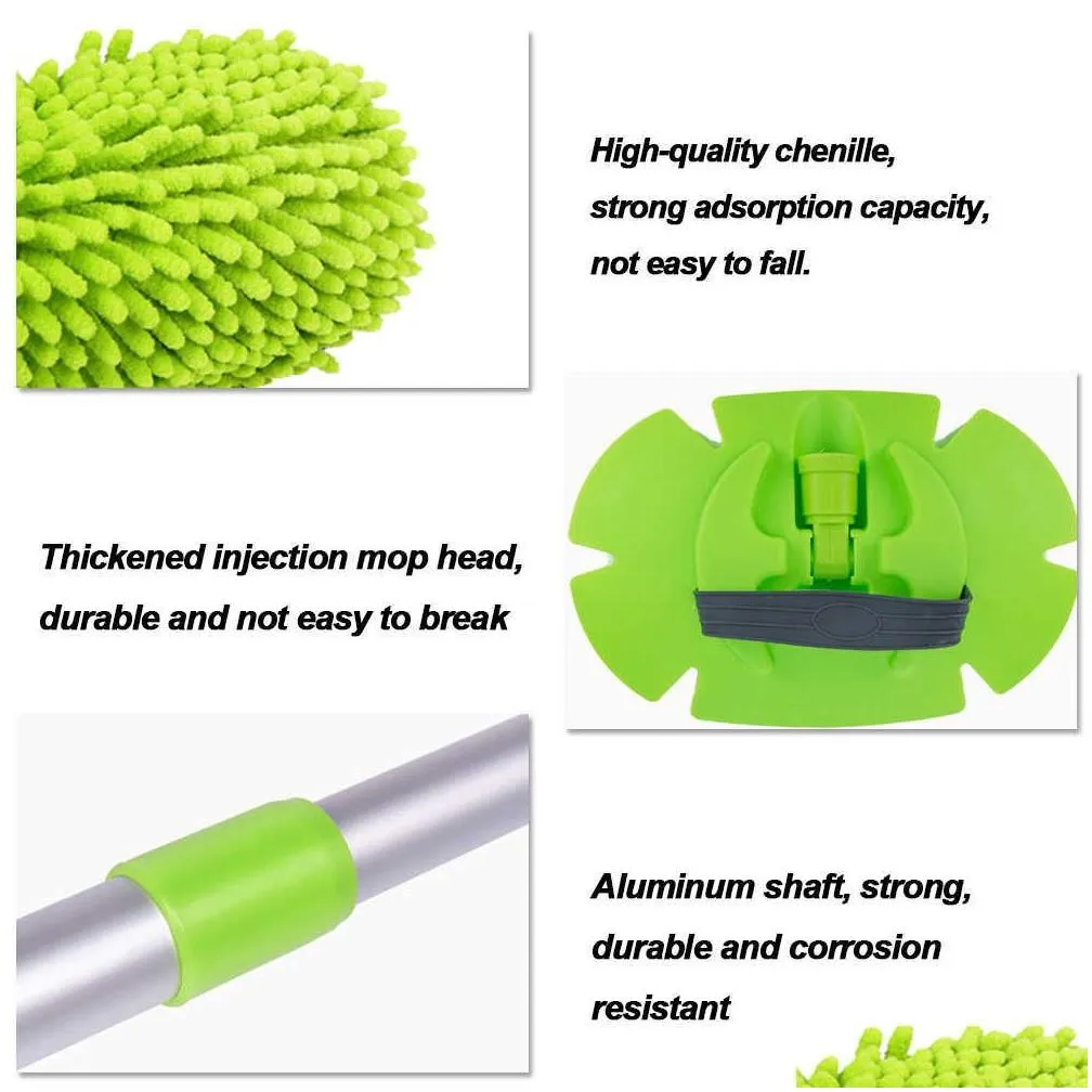  adjustable handle cleaning mop car window cleaner brush car washing tools for tire wheel rim cleaning chenille broom wash mops
