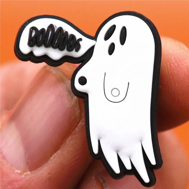 single sale cartoon ghosts shoe buckle accessories pvc halloween shoe charm decorations pins fit clog jibz party kids gifts