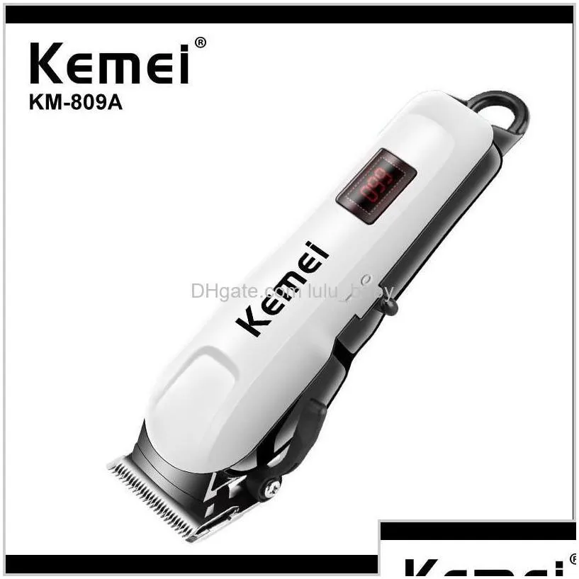 Kemei Professional Mens Rechargeable Clipper Lcd Wireless Electric Shaver Styling Tool Wtih Carbon Steel Cutting Head Ov4Oj Trimmer