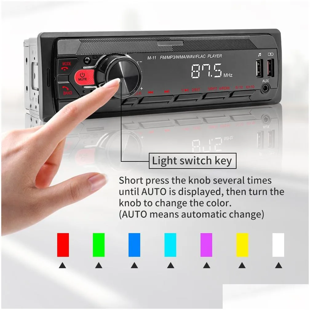 car bluetooth stereo audio tools led mp3 player fm radio remote control aux fm aux multimedia dual usb tf can charge for phone