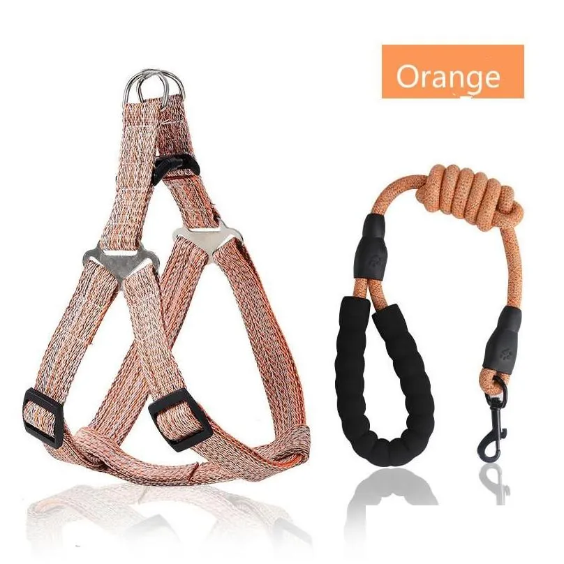 Dog Harness Leash Rope Set Adjustable Dogs Chest Back Traction Puppy Pet Nylon Durable Outdoor Walking Chain Belt Collars & Leashes