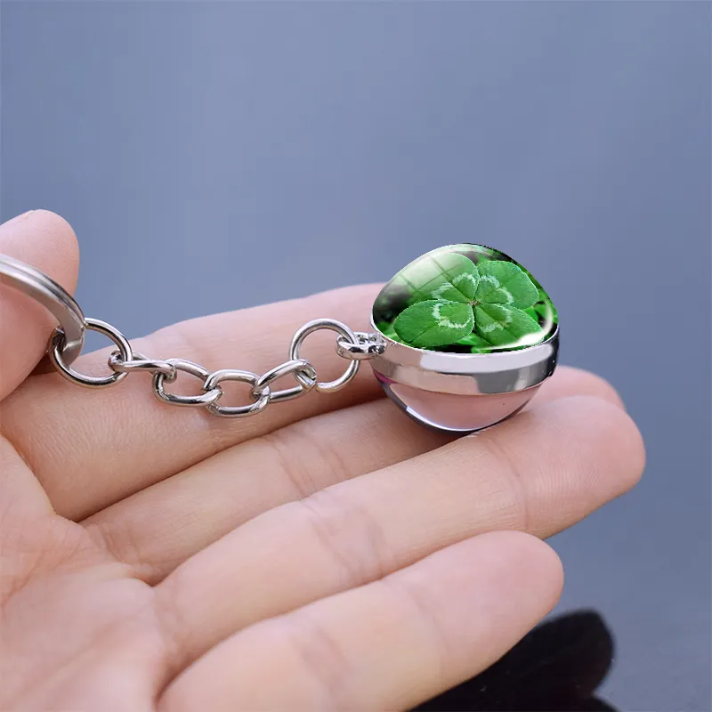 luminous clover keychain clover keychain clover glowing crystal ball key chain st patricks day gifts irish pendant jewelry key chains