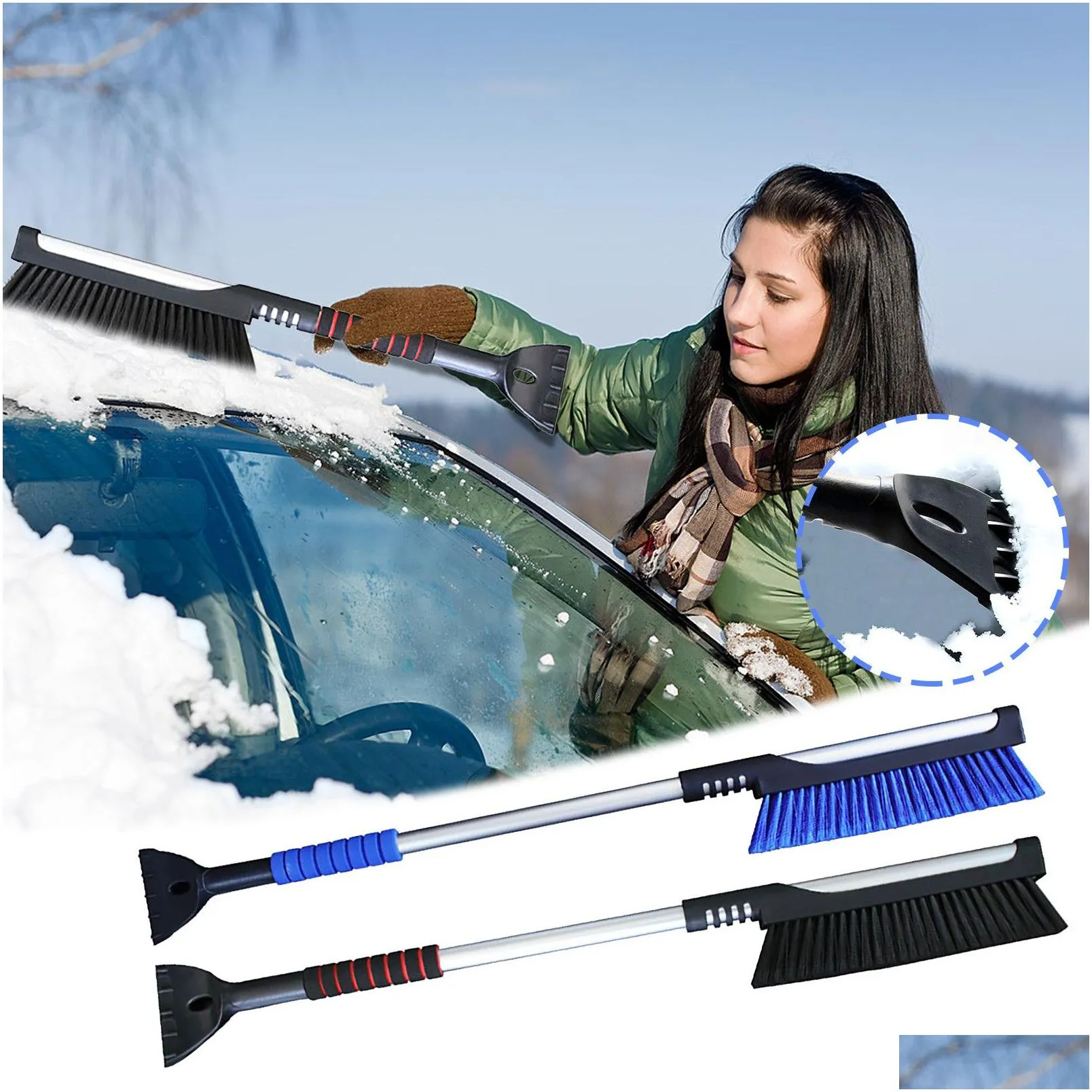 car snow brush windshield ice scraper glass with 2 in 1 extendable remover cleaner tool broom wash