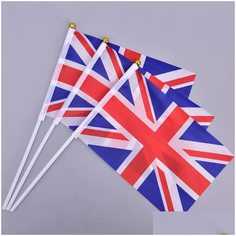 21x14cm england national flag uk flying flag britain united kingdom banner with plastic flagpoles hand waving flags