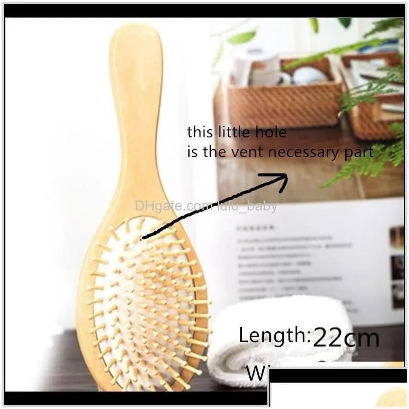 Wood Comb Professional Healthy Paddle Cushion Hair Loss Mas Brush Hairbrush Scalp Care Healthy Bamboo 3Wgdf Znkmf