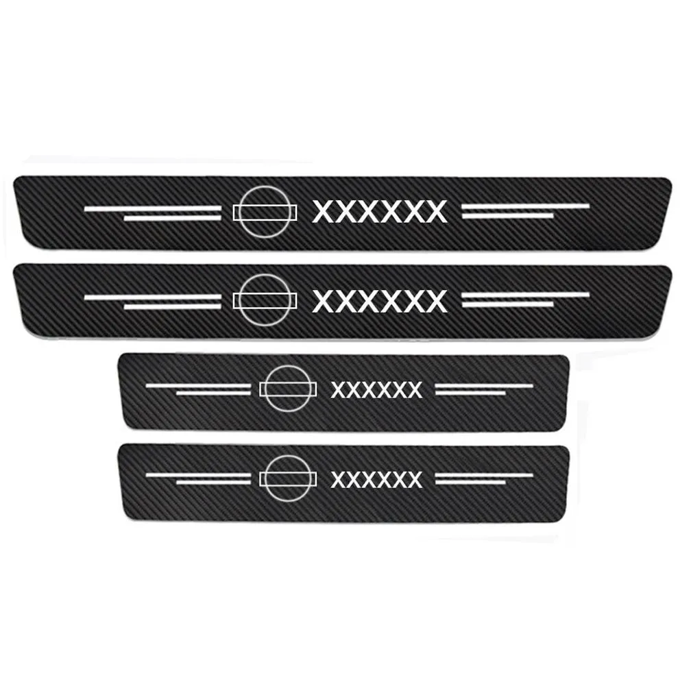 car logo carbon fiber door sills threshold stickers for nissan nismo x-trail almera qashqai tiida teana juke micra note leaf