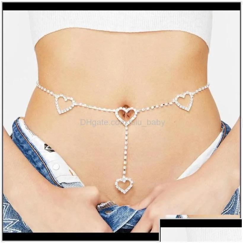 Fashion Rhinestone Heart Waist Belt For Women Body Sexy Party Gift Luicy Chains B81Sq