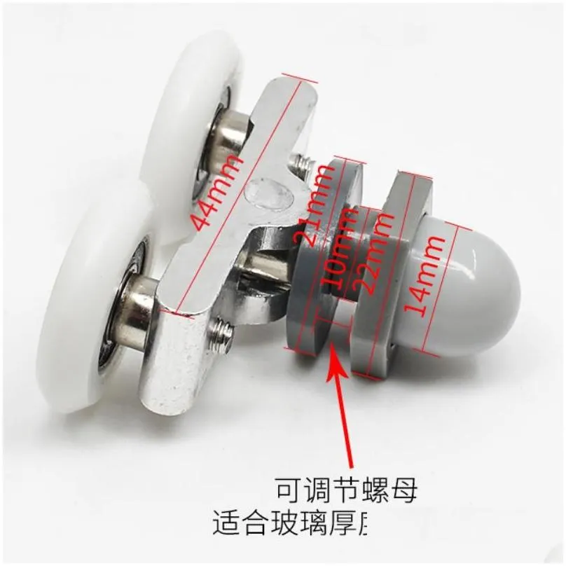 Other Door Hardware 4pcs Diameter 25mm Double Twin Shower Rollers Runners Pulley Aluminum Slide Wheels For Arc/Straight Glass