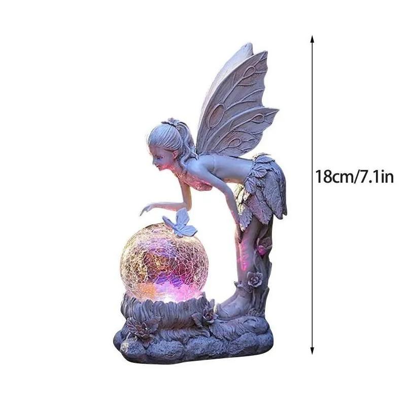 Garden Decorations Figurines Angel Statue Outdoor Decor, Solar Powered Resin Sculptur Creative Sculpture Decoration Redemption