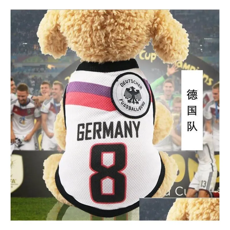 Dog Apparel Pet Clothing Mesh Vest Football World Cup Teddy Bichon VIP Small Sportswear