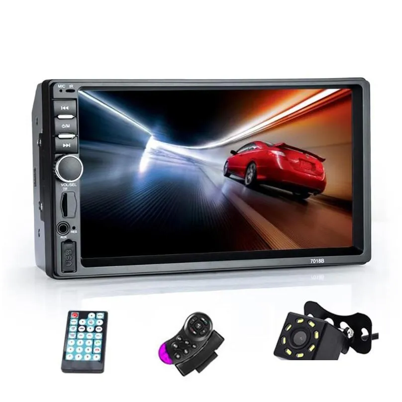 car radio 2 din hd 7 touch screen stereo bluetooth hands fm radio reverse image with / without camera 12v 7018b1