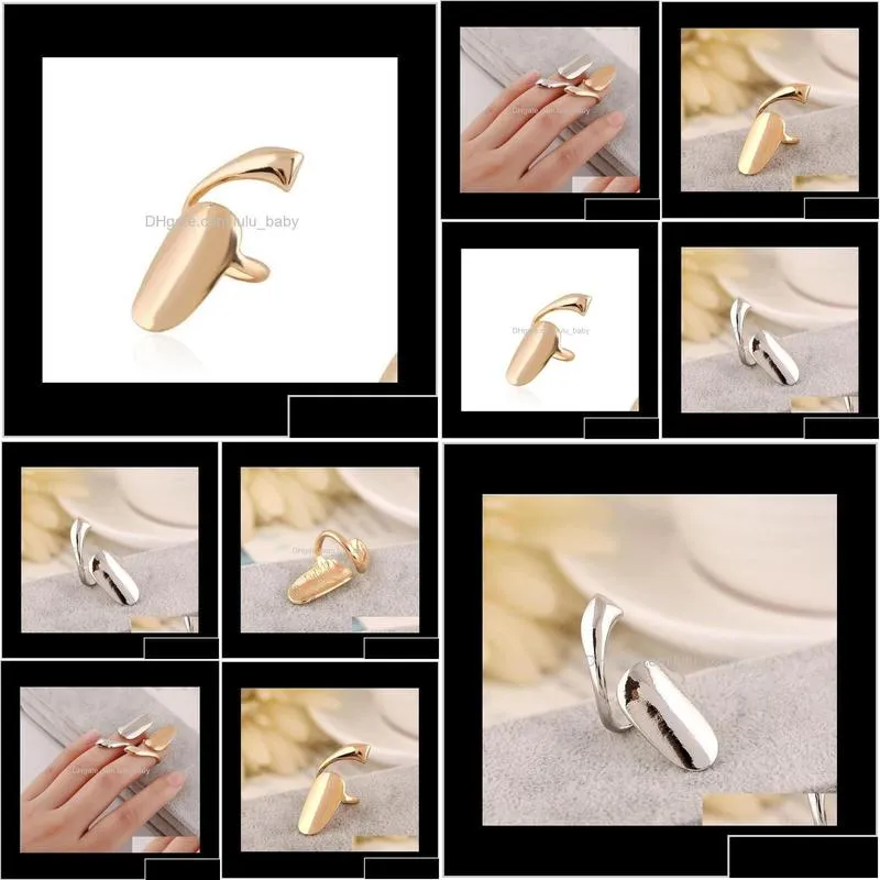 Alloy Simplicity Fingernail Ring Womens Jewelry Golden And Silver Tone Nail Art Finger Xiipy Band Aztae