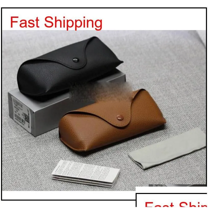 wholesale black sun glasses case retro brown leather sunglasses box discount fashion eye glasses pouch without cleaning cloth