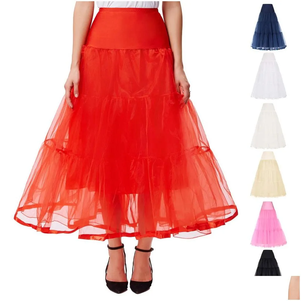 gk women voile skirts double layer retro vintage crinoline petticoat underskirt solid color high waist maxi skirt ladies skirt y200326