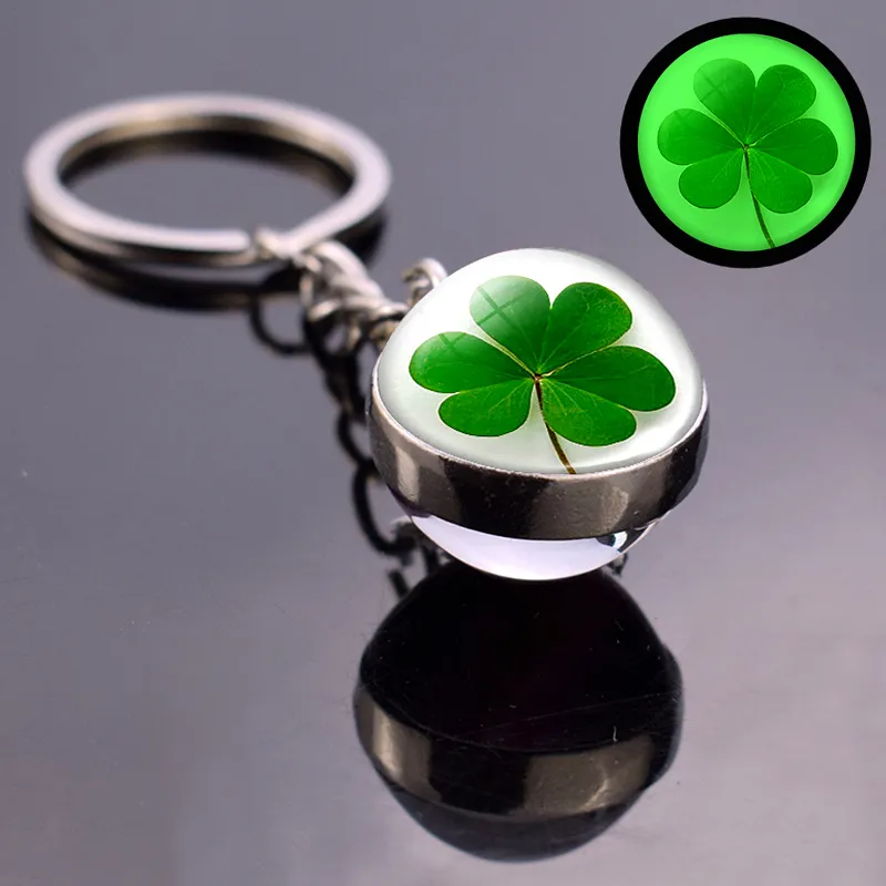 luminous clover keychain clover keychain clover glowing crystal ball key chain st patricks day gifts irish pendant jewelry key chains