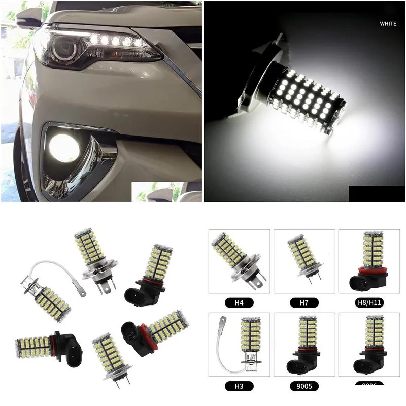 2pcs h1 h3 h4 h7 h8 h11 9005 9006 led bulb for fog lights 3528 120smd white dc 12v motorcycle headlight tail lamp