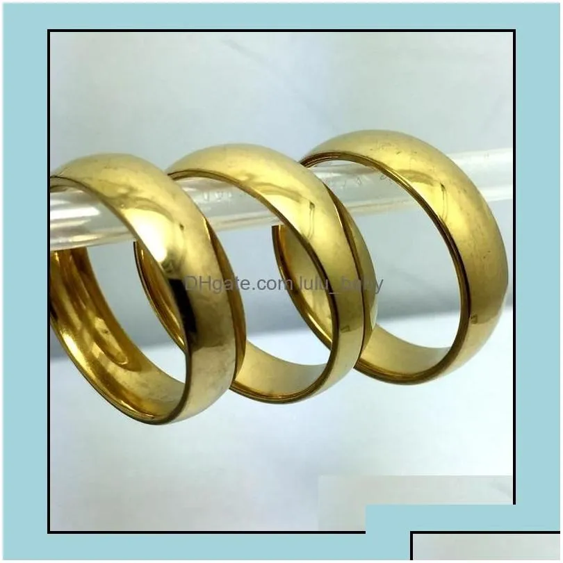 Band Rings Wholesale 30Pcs 6Mm Simple Band Gold 316L Wedding Engagment Stainless Steel Rings Jewelry Finger Ring Comfort Drop Deliver