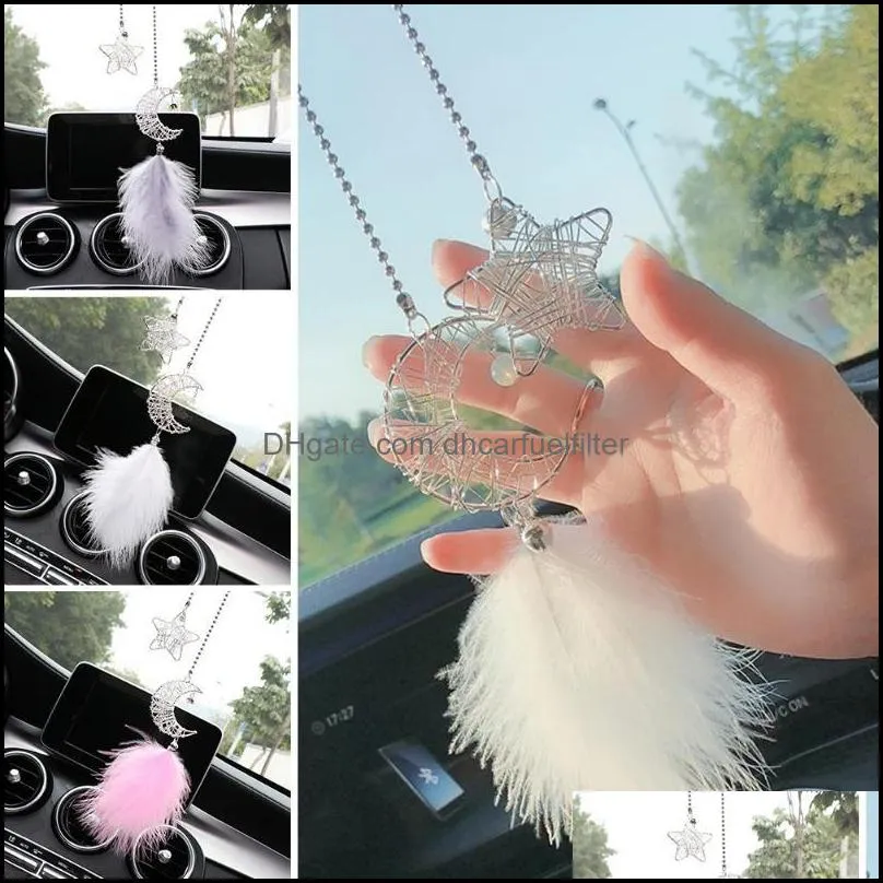 Interior Decorations Car Decoration Rearview Mirror Female Ornaments Starry Moon Dream Pendant Accessories Creative Gift