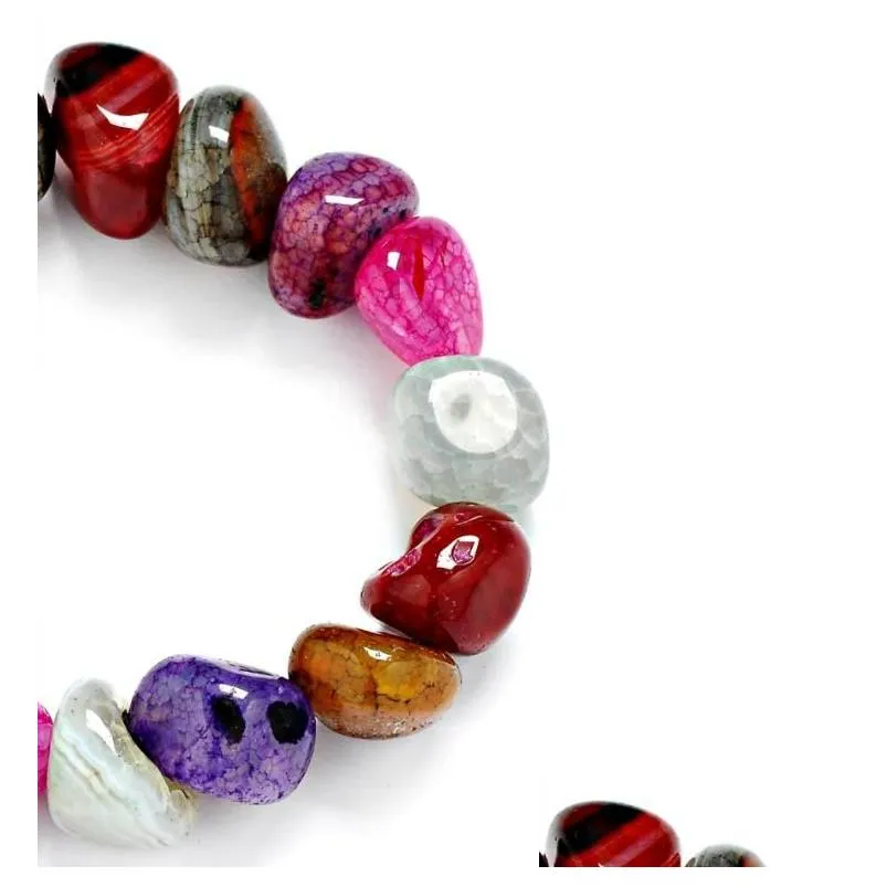 Charm Drop Delivery 2021 10-12Mm Cracked Agate Bracelets Irregular Shape Natural Stone Colorful Beads Bracelet 7 Chakras Genston Good Luck