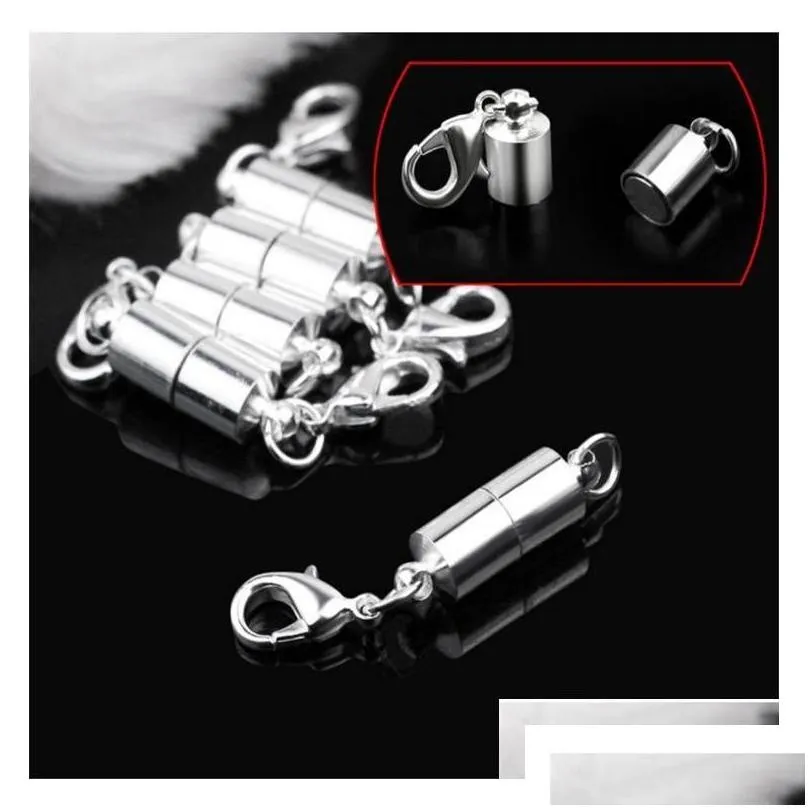  est silver/gold plated magnetic magnet necklace clasps cylinder shaped clasps for necklace bracelet jewelry diy lq4p6