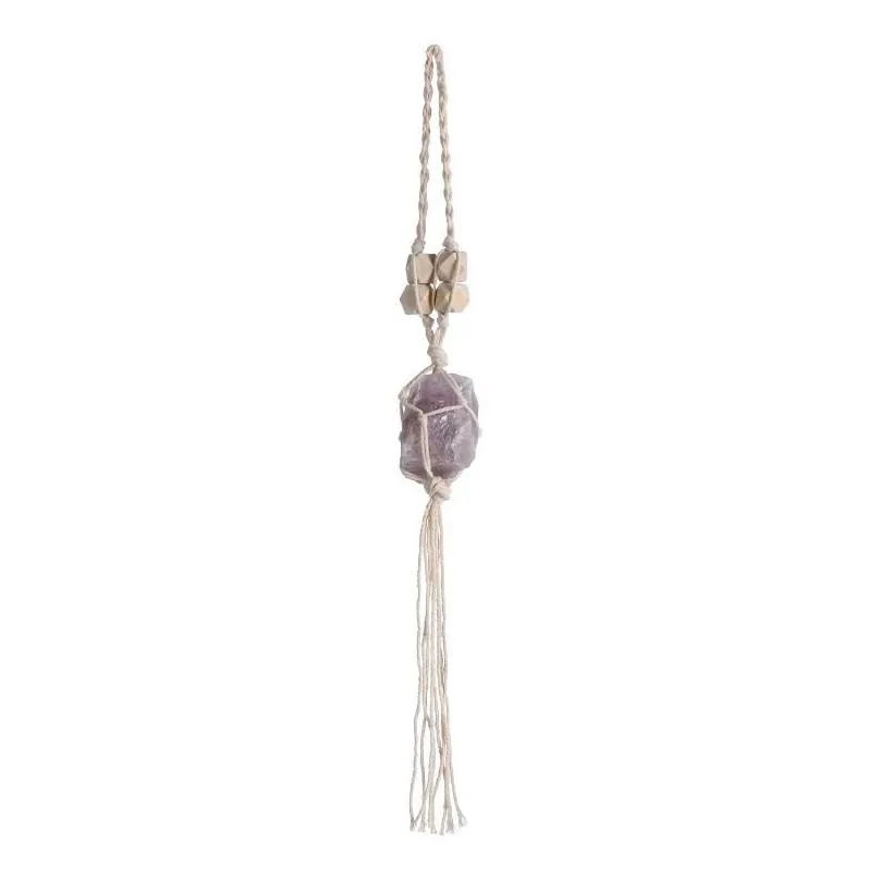 interior decorations car accessories ornament natural amethyst and rose quartz healing crystals hanging for home auto party decor