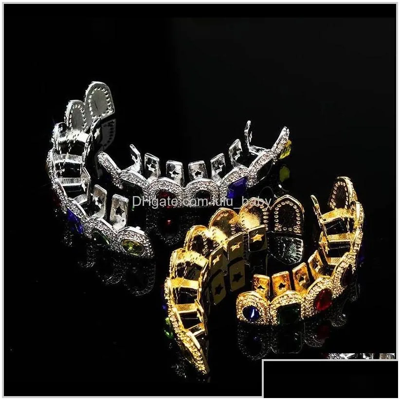 Hip Hop Iced Out Teeth Bling Diamond Gold Silver Mens Luxury Rapper Hiphop Accessories Dientes Charms Vdlbw Grillz Dental S1T2Z