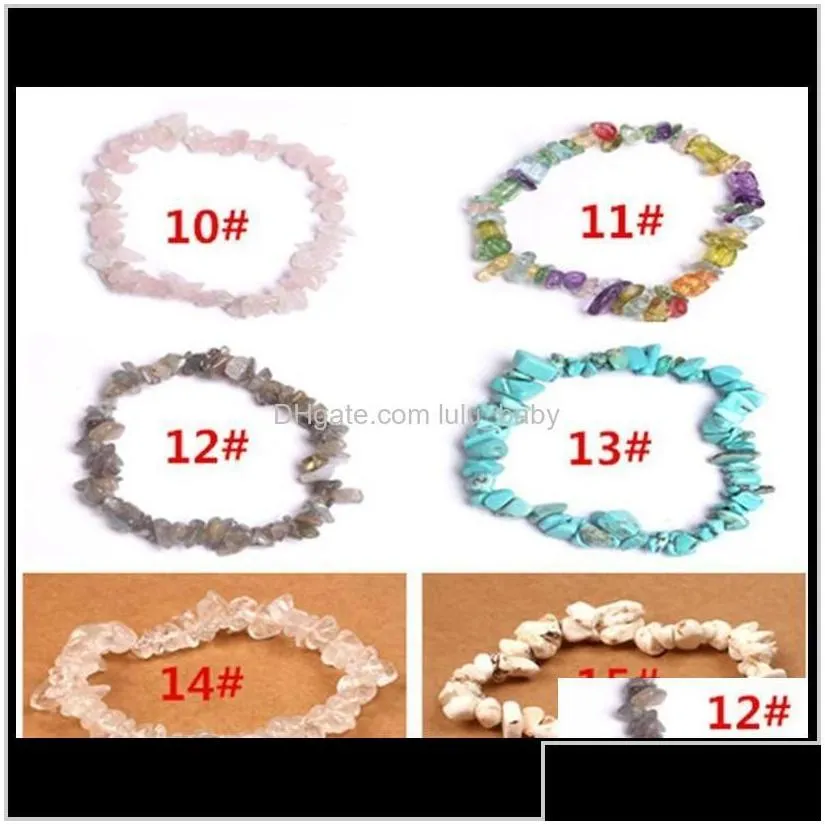 Charm Bracelets Jewelry Drop Delivery 2021 15 Color Natural Healing Crystal Sodalite Chip 18Cm Stretch Mixed Gemstone Chakra Fashion Men