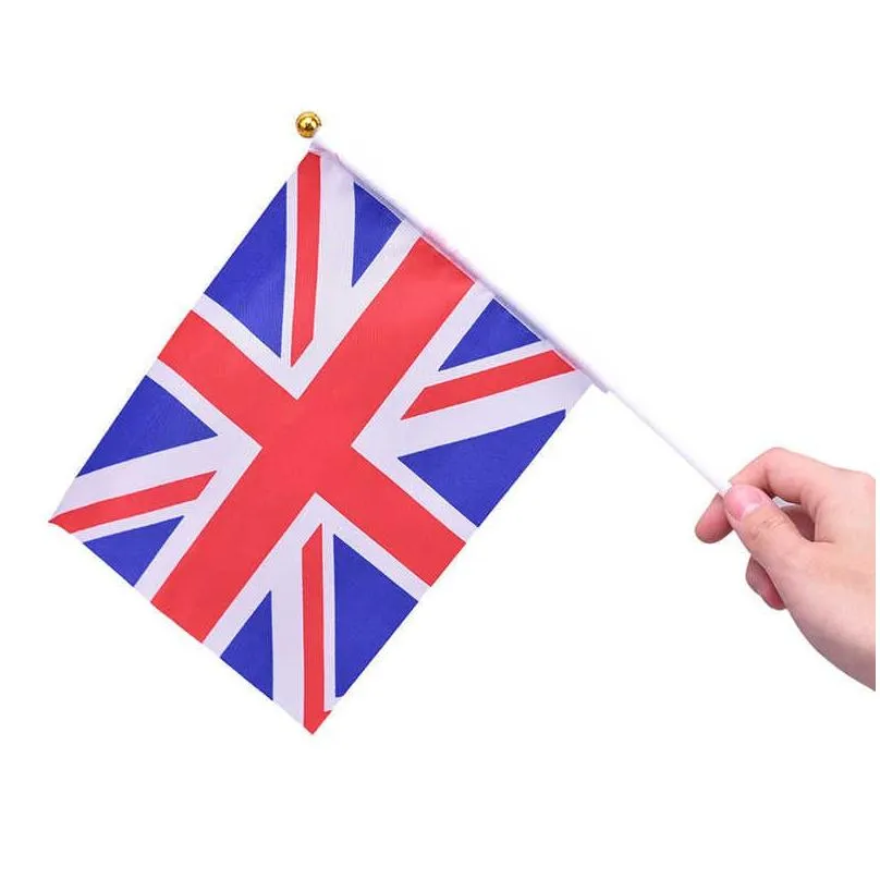 21x14cm england national flag uk flying flag britain united kingdom banner with plastic flagpoles hand waving flags