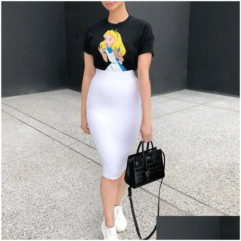 colysmo 2 layers high waist stretch pencil midi skirt women elegant white long skirts candy colors cotton casual skirt gray y200326
