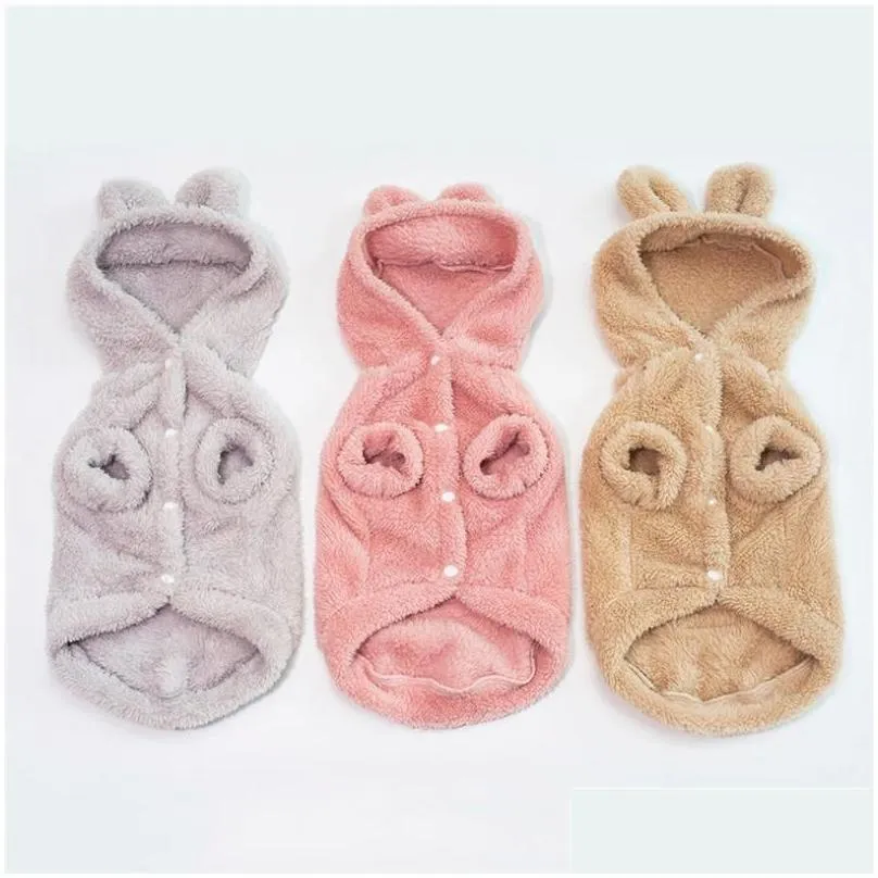 Dog Apparel Classic Clothes Puppy Bear Ear Hooded Pet Jacket Coat Winter Sweater Clothing For Small Dogs Chihuahua #F#40NV2