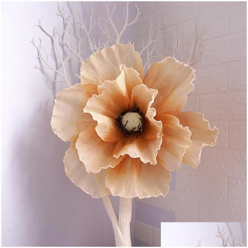 Decorative Flowers & Wreaths 30CM Large Poppy Artificial Flower Big Rose Head Wedding Decoration Display Shooting Props Fake Party