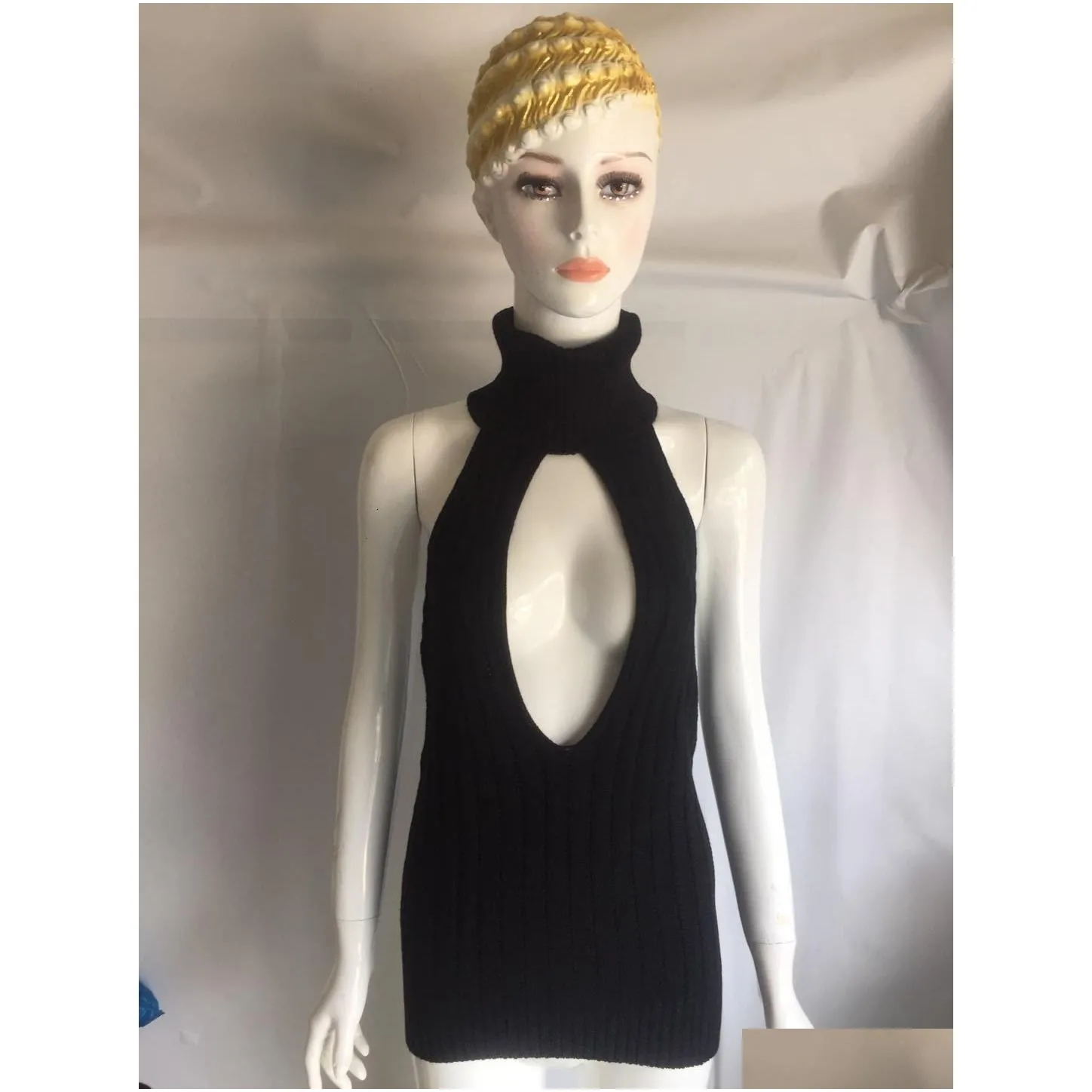 aiujxk autumn virgin killer sweater women turtleneck pullover sleeveless sexy backless knitted sweaters female jumper y200720