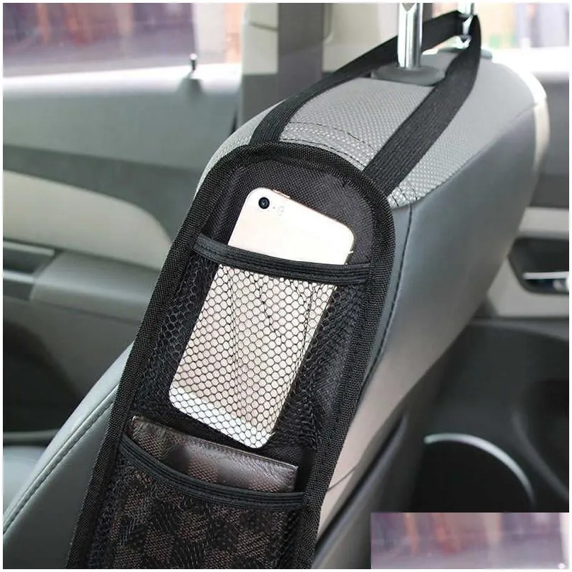 car seat organizer auto seat side storage hanging bag multi-pocket drink phone holder mesh pocket