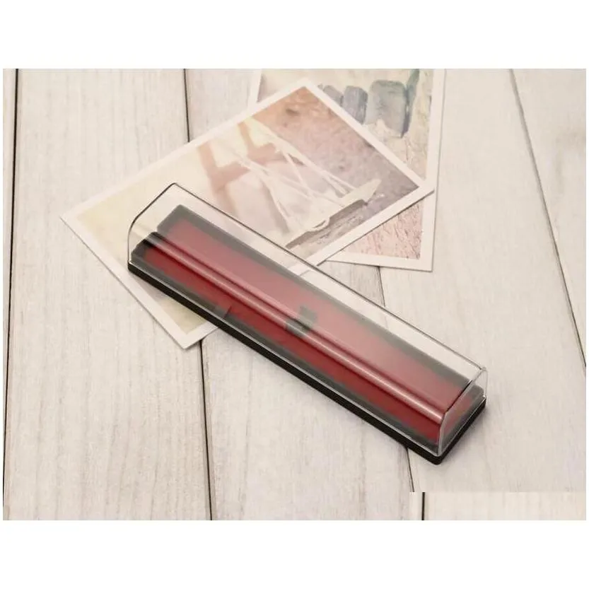 wholesale clear transparent pencil cases with red color bottom plastic pen packing boxes w jllywo yummyshop