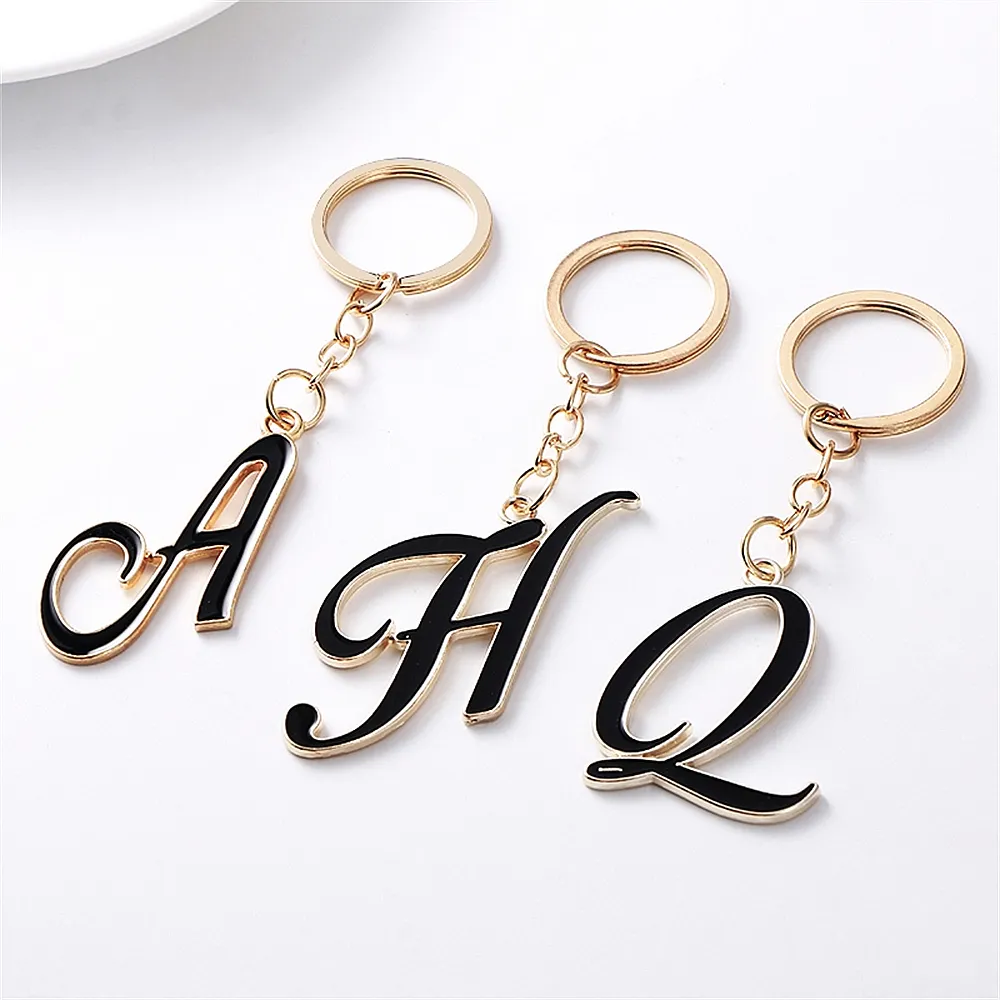 a z initial letters pendant keychains cute car alphabet key chains rings women men charm keyring bag couple accessories gifts